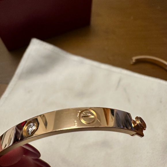 ✅ Cartier ⭐️  LOVE BRACELET, 4 DIAMONDS - Rose Gold - Size 18 - Picture 12 of 15